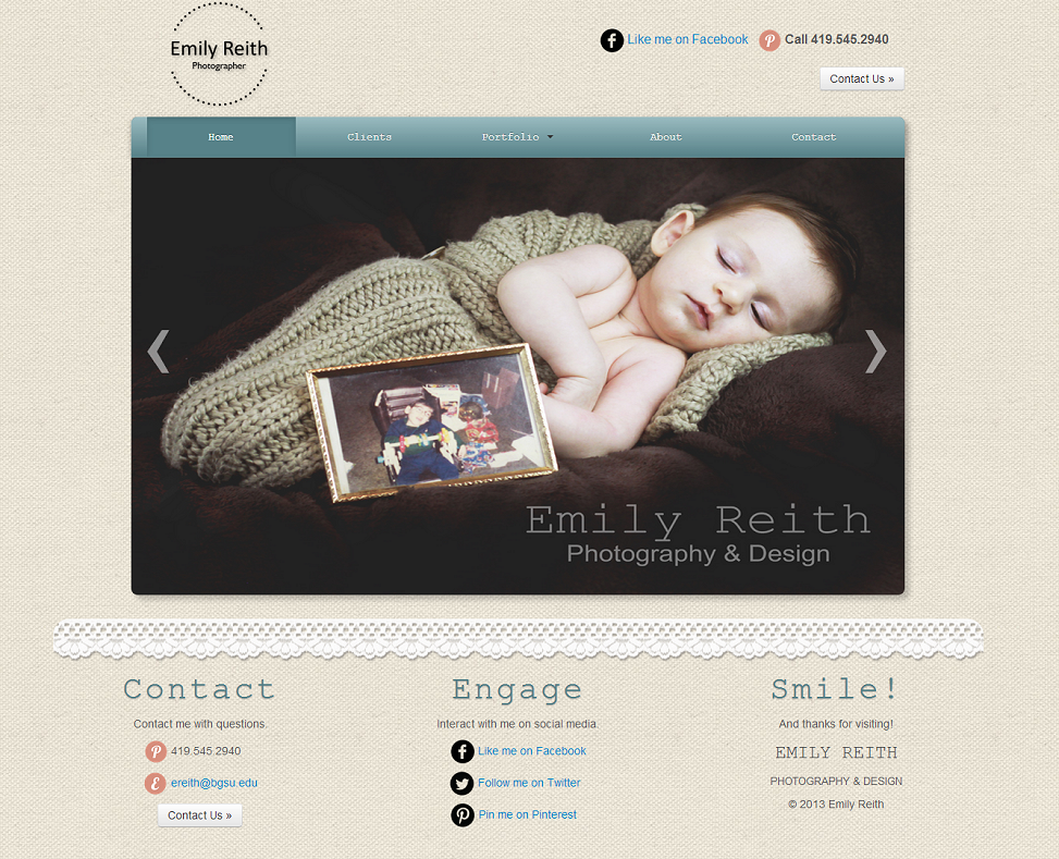 Emily Reith Photography Site Screenshot